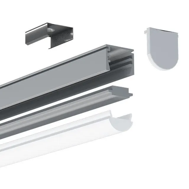 SPL-LINE LIGHT-1612H (چراغ خطی روکار لنزدار) — نقره‌ای