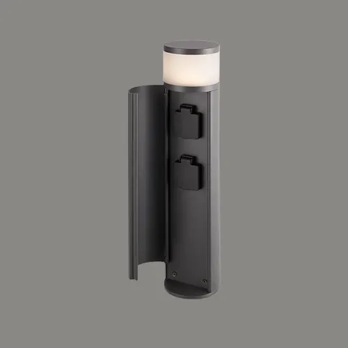 چراغ چمنی پایهدار H163 tall bollard/pole light with 2 power outlets — خاکستری