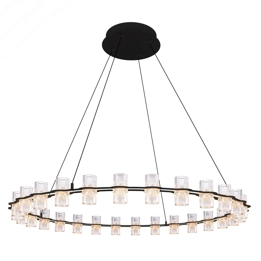 آويز گرد شيشه دوطرفه 28شعله (MD8468-28 BLK) ۹۲ وات — مشکی