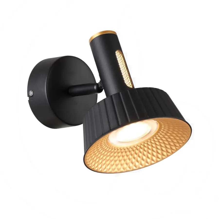 ديوارکوب ردهاي (WL50881) ۷ وات — مشکی، طلایی