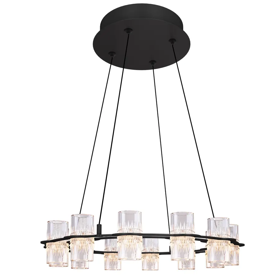 آويز گرد شيشه دوطرفه 12شعله (MD8468-12 BLK) ۴۲ وات — مشکی