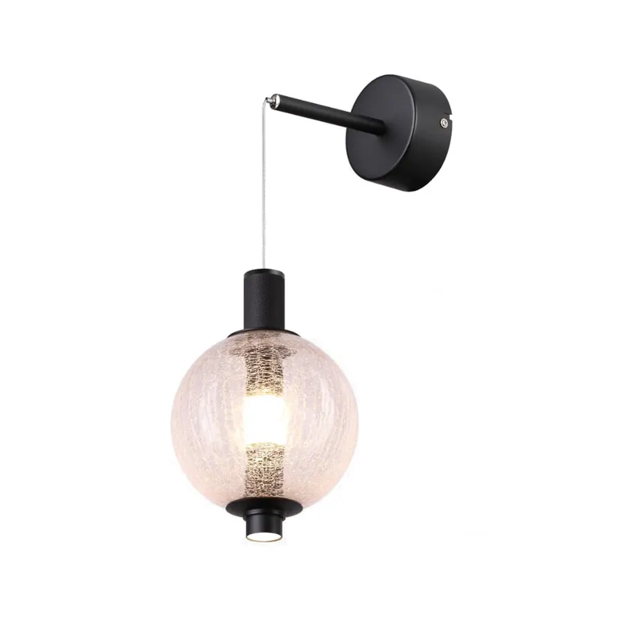 ديواری حباب شيشهای (Wall light, glass-style bubble) — سفید، مشکی