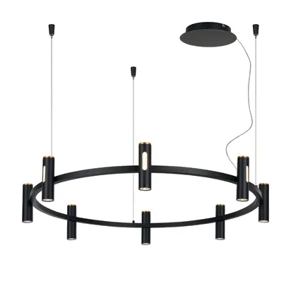لوستر رينگ لوله اي قطر100 (P60117/BLK) ۵۱ وات — مشکی، طلایی