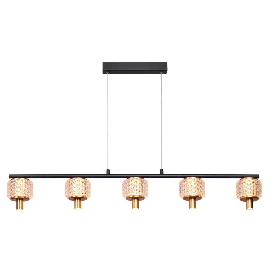 خطی روکار PB60244 – Linear pendant chandelier (5-light) — طلایی، مشکی