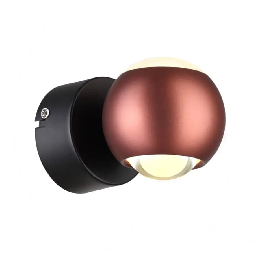 ديوارکوب گوی (WL61242) ۸ وات — مشکی، طلایی
