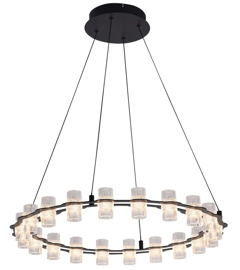 آويز گرد شيشه دوطرفه 20شعله (MD8468-20 BLK) ۶۶ وات — مشکی